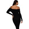 Forever 21 womens Fold Over/Off the Shoulder Sweater Midi Dress(Black)