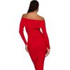 Forever 21 womens Fold Over/Off the Shoulder Sweater Midi Dress(Red)