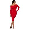 Forever 21 womens Fold Over/Off the Shoulder Sweater Midi Dress(Red)