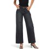 Forever 21 Women’s Low Waist Wide Leg Denim Jeans with Heart Patch Details(Black)