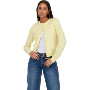 Forever 21 Womens Cardigan Sweater Soft Knit Long Sleeve Button Front(Yellow)