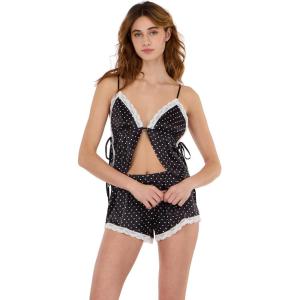 Forever 21 Womens Flyaway Top with Lace Trim and Side Ties(Black)