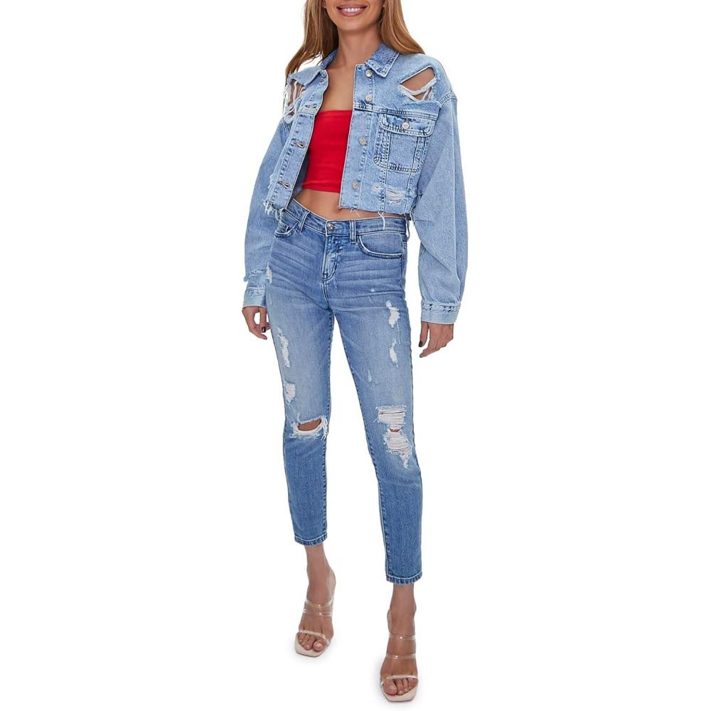image:imageForever 21 womens Distressed Denim JacketDenim