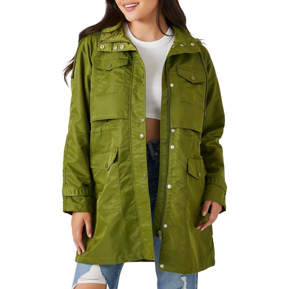 image:imageForever 21 womens Drawstring Longline Trench CoatOlive