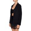 Forever 21 Womens Boxy Notched Lapel Blazer(Black)