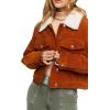 Forever 21 Womens Cotton Faux Shearling Jacket(Ginger)