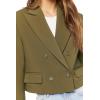Forever 21 Womens Double-Breasted Cropped Blazer(Cypress)