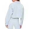 Forever 21 womens Corduroy Frayed Cropped Shacket(Crystal)