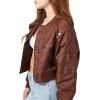 Forever 21 womens Cropped Bomber Jacket(Chocolate)