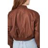 Forever 21 womens Cropped Bomber Jacket(Chocolate)