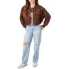 Forever 21 womens Cropped Bomber Jacket(Chocolate)