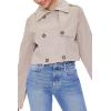Forever 21 womens Cropped Double-breasted Twill Jacket(Khaki)