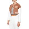 Forever 21 womens Cropped Varsity Letterman Jacket(Camel)