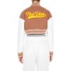 Forever 21 womens Cropped Varsity Letterman Jacket(Camel)