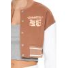 Forever 21 womens Cropped Varsity Letterman Jacket(Camel)