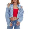 Forever 21 womens Distressed Denim Jacket(Denim)
