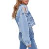 Forever 21 womens Distressed Denim Jacket(Denim)