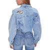 Forever 21 womens Distressed Denim Jacket(Denim)