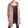 Forever 21 womens Quilted Hooded Longline Jacket(Mocha)