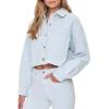 Forever 21 womens Corduroy Frayed Cropped Shacket(Crystal)