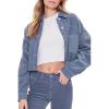 Forever 21 womens Corduroy Frayed Cropped Shacket(Steeple Grey)