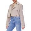Forever 21 womens Cropped Double-breasted Twill Jacket(Khaki)