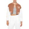 Forever 21 womens Cropped Varsity Letterman Jacket(Camel)