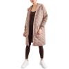 Forever 21 womens Quilted Hooded Longline Jacket(Mocha)