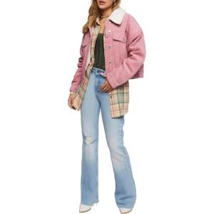 Forever 21 Womens Cotton Faux Shearling Jacket(Dawn Pink)