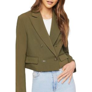 Forever 21 Womens Double-Breasted Cropped Blazer(Cypress)