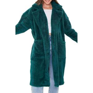 Forever 21 womens Faux Fur Teddy Coat(Hunter Green)