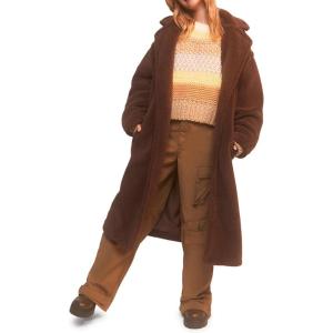 Forever 21 womens Plush Drop-sleeve Coat(Camel)