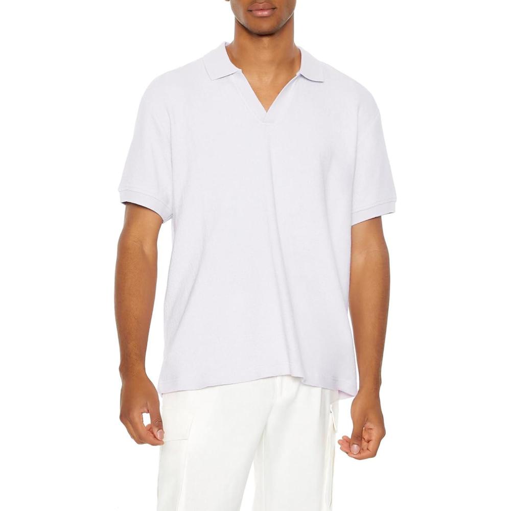 image:imageForever 21 Mens SplitNeck Polo ShirtLavender