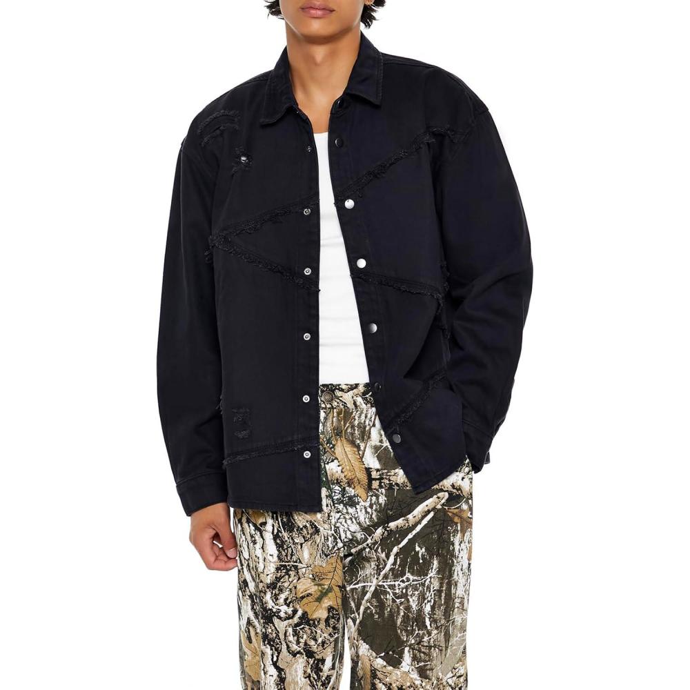image:imageForever 21 Mens Textured Frayed ShirtBlack