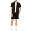 Forever 21 Men’s Geo-Trim Short-Sleeve Shirt(Black)