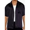 Forever 21 Men’s Satin Chain-Stitched Embroidered Shirt(Black)