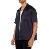 Forever 21 Men’s Satin Chain-Stitched Embroidered Shirt(Black)