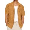 Forever 21 Men’s Textured Cuban Collar Shirt(Light Brown)