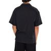 Forever 21 Men’s Textured Rayon Cuban Collar Shirt(Black)
