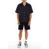 Forever 21 Men’s Textured Rayon Cuban Collar Shirt(Black)
