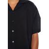 Forever 21 Men’s Textured Rayon Cuban Collar Shirt(Black)