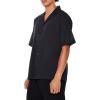 Forever 21 Men’s Textured Rayon Cuban Collar Shirt(Black)