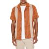 Forever 21 Men’s Faux Suede Colorblock Button-Front Shirt(Deep Taupe)