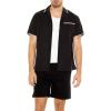 Forever 21 Men’s Geo-Trim Short-Sleeve Shirt(Black)
