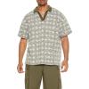 Forever 21 Mens Textured Geo V-Neck Polo Shirt(Olive)