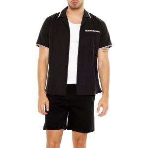 Forever 21 Men’s Geo-Trim Short-Sleeve Shirt(Black)