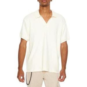 Forever 21 Mens Split-Neck Polo Shirt(Cream)