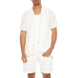 Forever 21 Men’s Textured Cuban Collar Shirt(Cream)