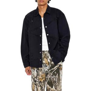Forever 21 Men’s Textured Frayed Shirt(Black)