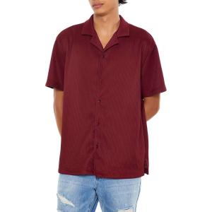 Forever 21 Mens Textured Short-Sleeve Shirt(Sangria)